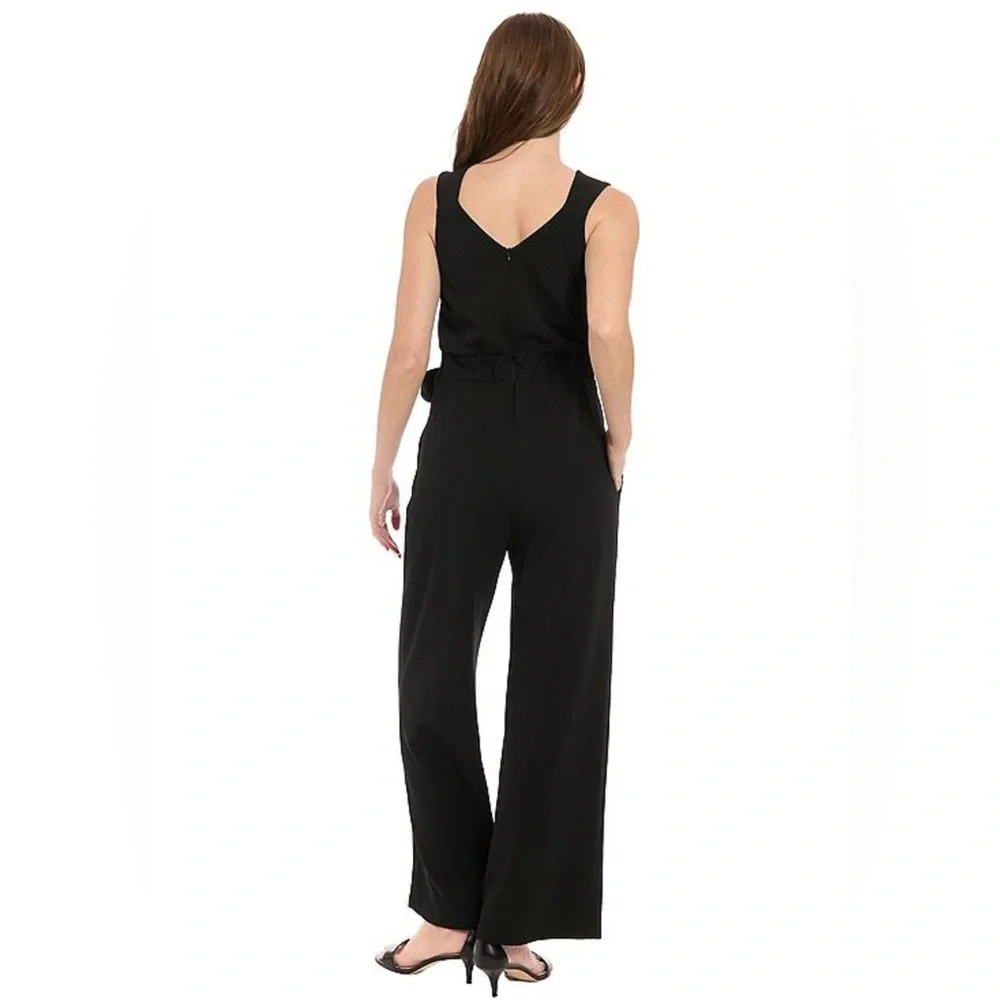 🖤NWT London Times Black Belted Jumpsuit | Women’s Size 6 | Sleeveless | Wide-Leg - Picture 3 of 11